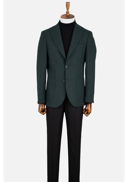Erkek Iki Düğme Ceket Casual Yün Kırlangıç Yaka Çift Yırtmaç Yeşil modelleri