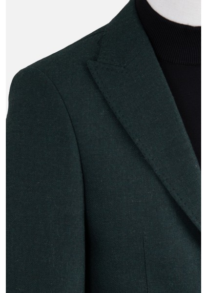 Erkek Iki Düğme Ceket Casual Yün Kırlangıç Yaka Çift Yırtmaç Yeşil