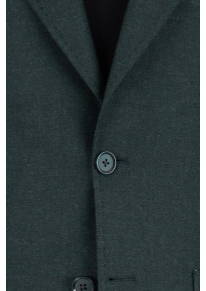 Erkek Iki Düğme Ceket Casual Yün Kırlangıç Yaka Çift Yırtmaç Yeşil