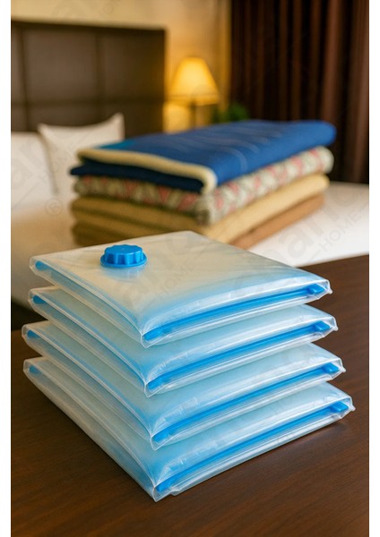 Airlock Vakumlu Hurç 4'lü Şeffaf Giysi & Yorgan Saklama Torbası