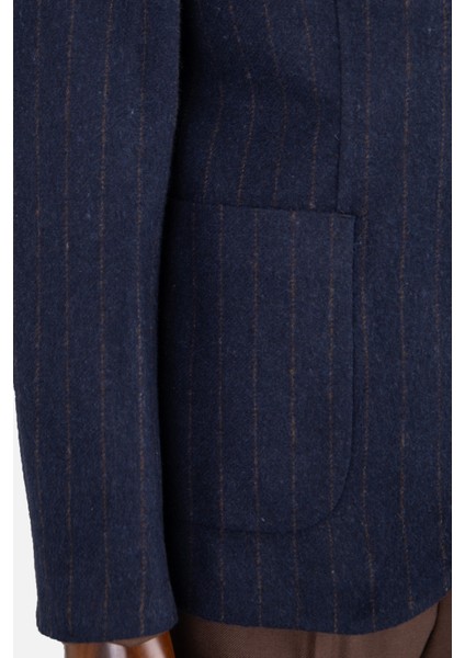 Erkek Iki Düğme Ceket Casual Kapitone Yelekli Yün Çift Yırtmaç Lacivert