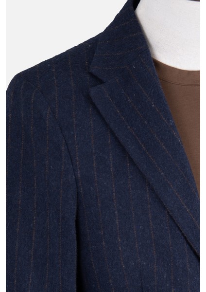 Erkek Iki Düğme Ceket Casual Kapitone Yelekli Yün Çift Yırtmaç Lacivert
