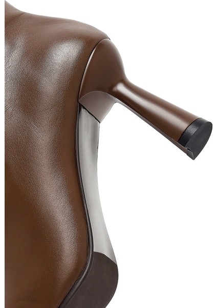 Kadın Kahverengi Topuklu Deri Çizme 25WFD132118