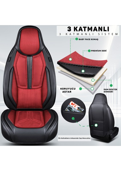 Fs Deri Serisi Chevrolet Hhr 2006-2011 Ile Uyumlu Takmatik Kılıf, Kırmızı fırsatları