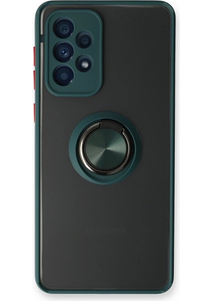 Samsung Galaxy A73 5g Kılıf Montreal Yüzüklü Silikon Kapak - Yeşil