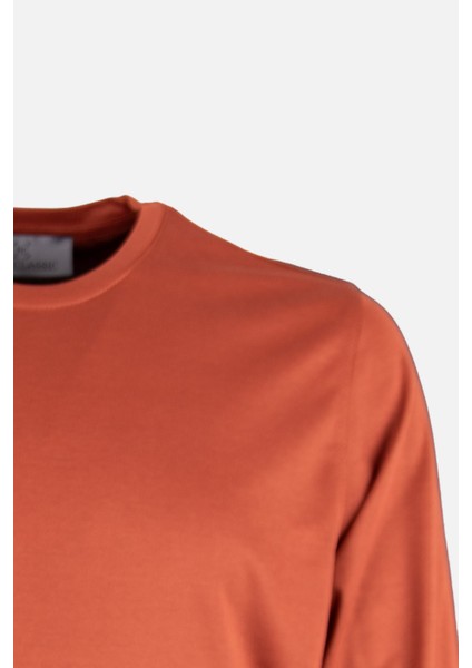 Erkek Bisiklet Yaka Sweatshirt Merserize Dokuma Pamuk Rahat Kalıp Kiremit fiyatları