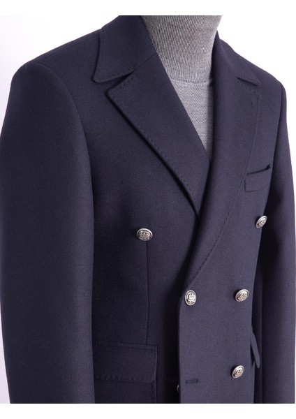 Erkek Kaban Kruvaze Mono Yaka Metal Düğmeli Modern Fit Lacivert modelleri