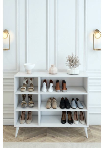 Country Model Mdf Membran 3 Kapaklı 6 Raflı Ayakkabılık Portmanto Vestiyer Organizer fırsatları