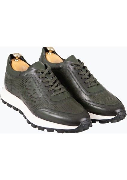 Erkek Spor Ayakkabı Hakiki Deri Bağcıklı Yüksek Taban Haki fiyatları