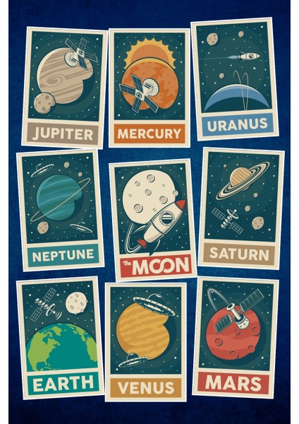 Galaksi Gezegenler Temalı 9'lu Kartpostal