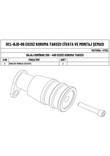 Bajaj Dominar 250 ve Dominar 400 Uyumlu Egzoz Koruma Takozu fiyatları