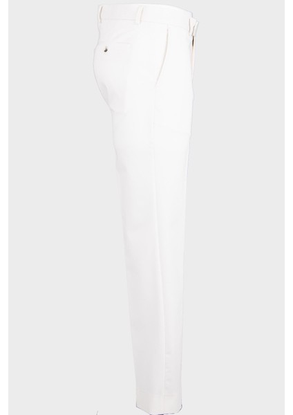 Erkek Klasik Pantolon Esnek Kumaş Mevsimlik Modern Fit Beyaz fiyatları