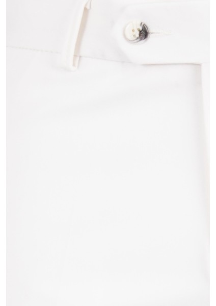 Erkek Klasik Pantolon Esnek Kumaş Mevsimlik Modern Fit Beyaz fırsatları