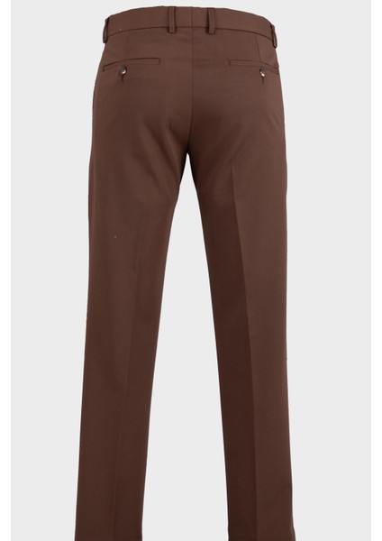 Erkek Klasik Pantolon Esnek Kumaş Mevsimlik Modern Fit Kahverengi modelleri