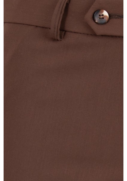Erkek Klasik Pantolon Esnek Kumaş Mevsimlik Modern Fit Kahverengi fırsatları