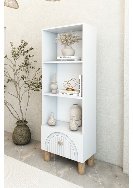 4 Raflı 162 cm Bohem Model Mdf Membran Kapaklı Salon Dolabı Kitaplık Çok Amaçlı Dolap fiyatları