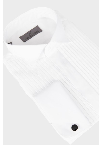 Erkek Ata Yaka Gömlek Smokin Piliseli Manşetli Beyaz fiyatları