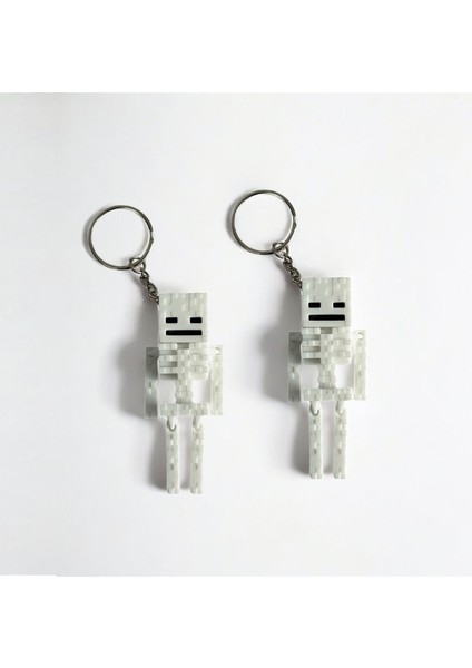 Hareketli Minecraft Iskelet Anahtarlık - Eklemli Skeleton Figür - 2 Adet