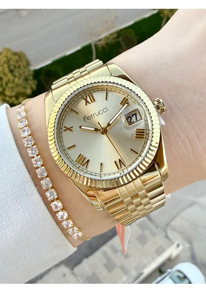 Büyük Rolex Kasa Gold Renk Kadın Kol Saati ve Bileklik fiyatları