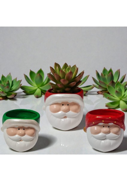 Noel Saksı ,noel Baba Figürlü Saksı , Mumluk, 3 Adet fiyatları