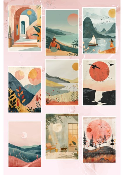 Bohem Çizim No:2 Temalı 9'lu Kartpostal