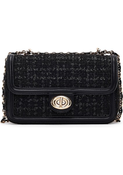 Kadın Siyah Uzun Askılı Desenli Mini Çapraz Çanta 25WBD25276F fırsatları