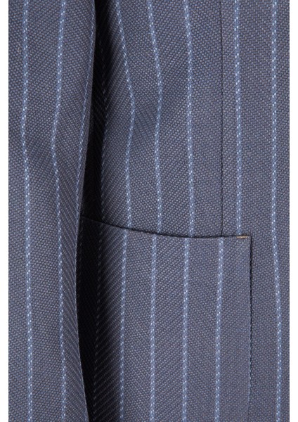 Erkek Iki Düğme Ceket Casual Torba Cep Mono Yaka Gofre Kumaş Indigo modelleri