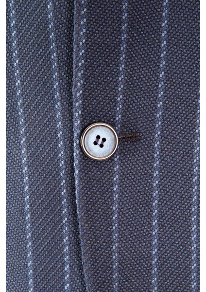 Erkek Iki Düğme Ceket Casual Torba Cep Mono Yaka Gofre Kumaş Indigo fırsatları