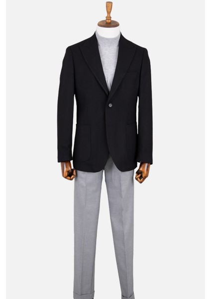 Erkek Iki Düğme Ceket Yün Çift Yırtmaç Casual Siyah modelleri