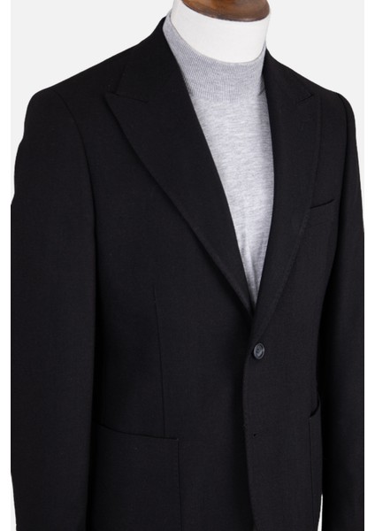 Erkek Iki Düğme Ceket Yün Çift Yırtmaç Casual Siyah fırsatları