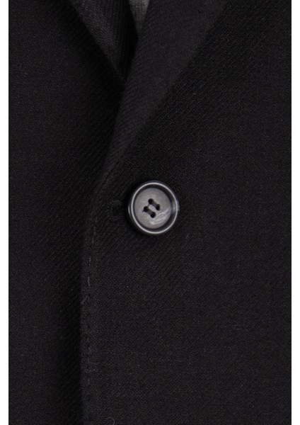 Erkek Iki Düğme Ceket Yün Çift Yırtmaç Casual Siyah