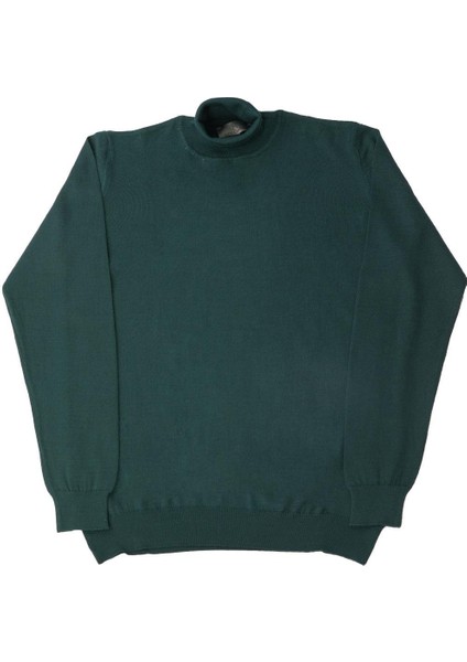 Erkek Tam Balıkçı Triko Kazak Pamuklu Modern Fit Yeşil