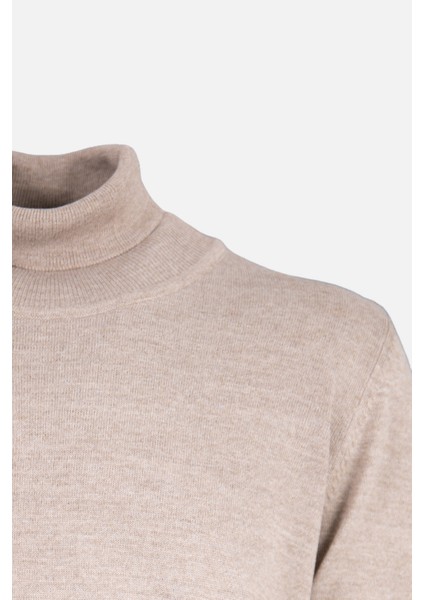 Erkek Tam Balıkçı Yaka Triko Kazak Slim Fit Yün Bej fiyatları