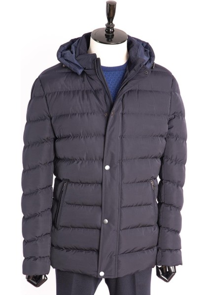 Erkek Mont Dolgulu Spor Kapşonlu Normal Kalıp Lacivert fiyatları