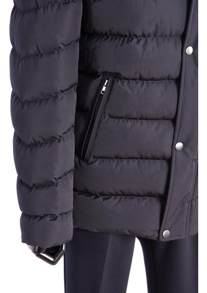 Erkek Mont Dolgulu Spor Kapşonlu Normal Kalıp Lacivert modelleri