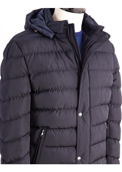 Erkek Mont Dolgulu Spor Kapşonlu Normal Kalıp Lacivert fırsatları