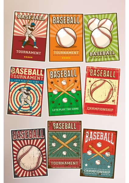 Beyzbol Temalı 9'lu Kartpostal