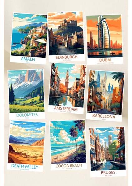 Turistik Şehirler No:1 Temalı 9'lu Kartpostal