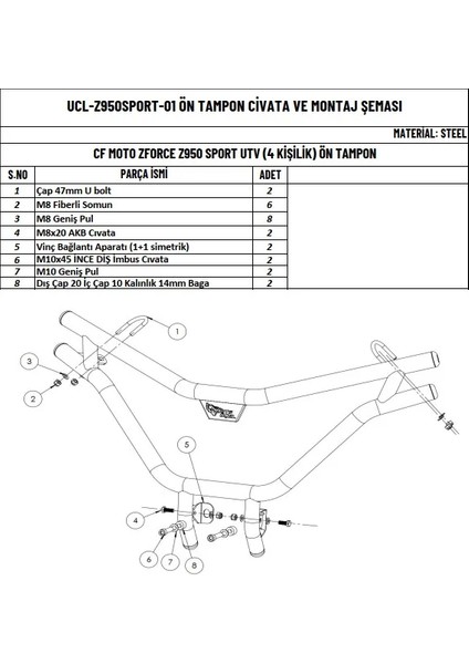Cfmoto Z Force 950 Utv (4 Kişilik) Uyumlu Ön Tampon indirimleri