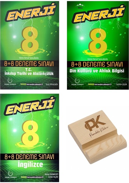 Palme Lgs 8. Sınıf Enerji Inkılap Din Kültürü ve Ingilizce 8+8 Deneme Sınavı 3lü Set +Telefon Standı