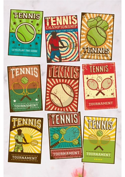 Tenis Temalı 9'lu Kartpostal