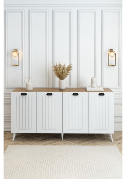 Country Model 4 Kapaklı Konsol Mdf Membran Kapaklı Portmanto Ayakkabılık Çok Amaçlı Organizer