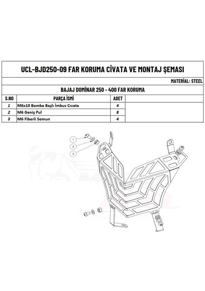 Bajaj Dominar 250 ve Dominar 400 Uyumlu Far Koruma fiyatları