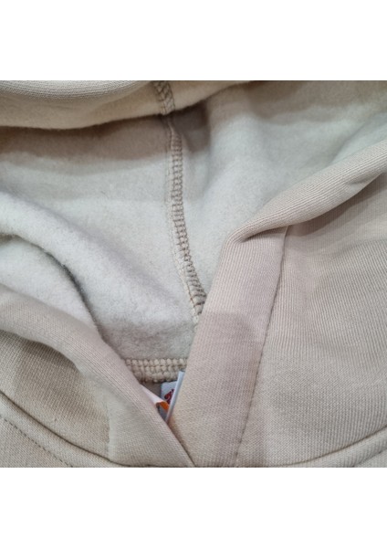 Açık Kahve Kalın 3 Iplik Şardonlu Kapüşonlu Unisex Sweatshirt.pamuklu Kışlık Model, Dolgun Kaliteli fırsatları