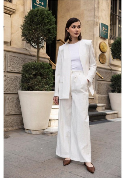 Kırışık Görünümlü Pantolon Ceket Takım