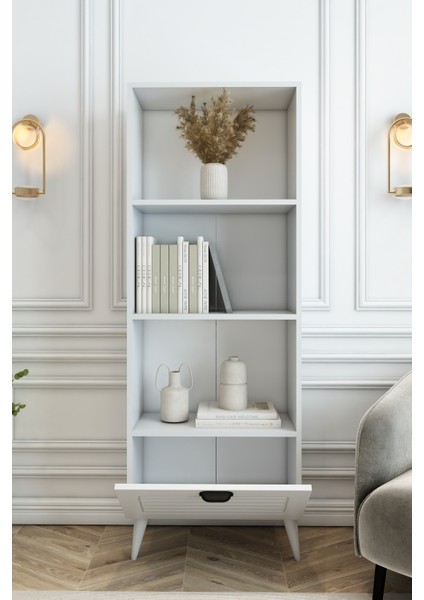 4 Raflı 162 cm Country Model Mdf Membran Kapaklı Salon Dolabı Kitaplık Çok Amaçlı Dolap fiyatları