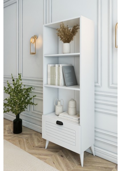 4 Raflı 162 cm Country Model Mdf Membran Kapaklı Salon Dolabı Kitaplık Çok Amaçlı Dolap modelleri