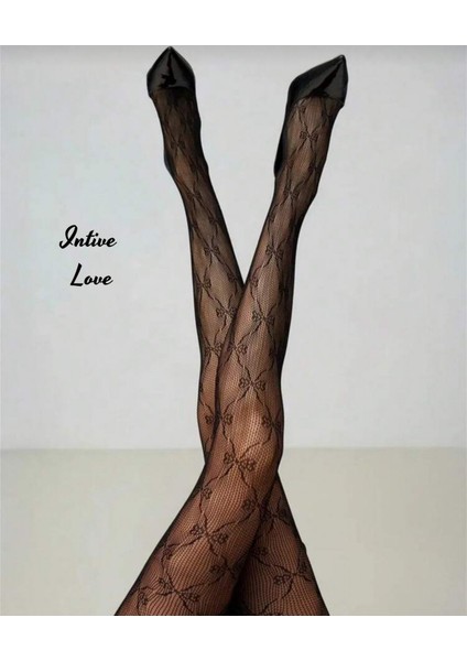 Denise Ribbon Kurdele Desenli File Modern Dantel Görünümlü Külotlu Çorap modelleri