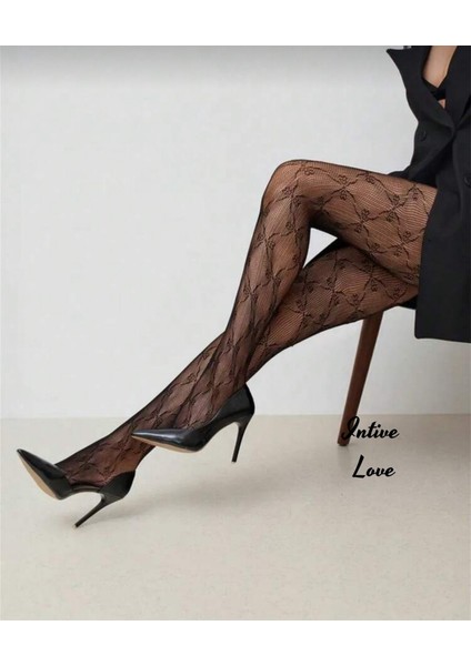 Denise Ribbon Kurdele Desenli File Modern Dantel Görünümlü Külotlu Çorap indirimleri