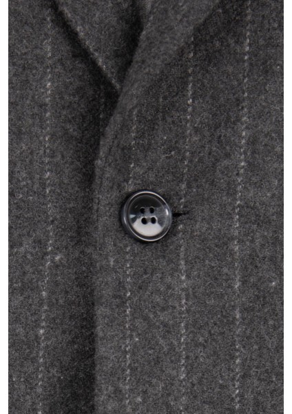 Erkek Iki Düğme Ceket Casual Kapitone Yelekli Yün Çift Yırtmaç Gri